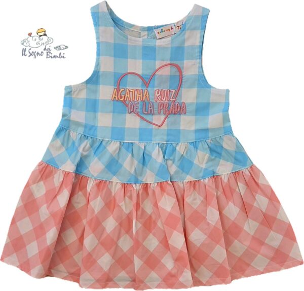 VESTITO SCACCHI ROSA E CELESTE AGATHA RUIZ DE LA PRADA