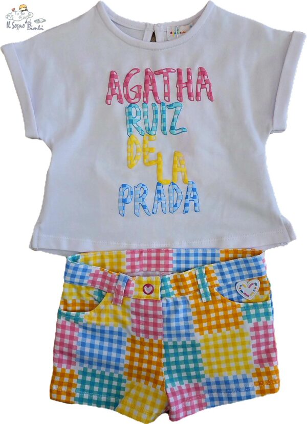 COMPLETO T-SHIRT E PANTALONCINO SCACCHETTI MULTICOLOR AGATHA RUIZ DE LA PRADA
