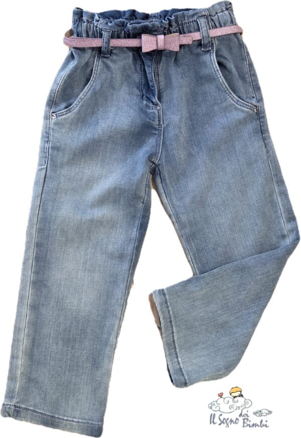 JEANS CHIARO CON CINTA ROSA IDO