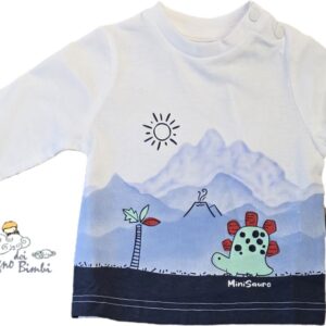 T-SHIRT MANICA LUNGA COTONE DINOSAURO PAESAGGIO IDO