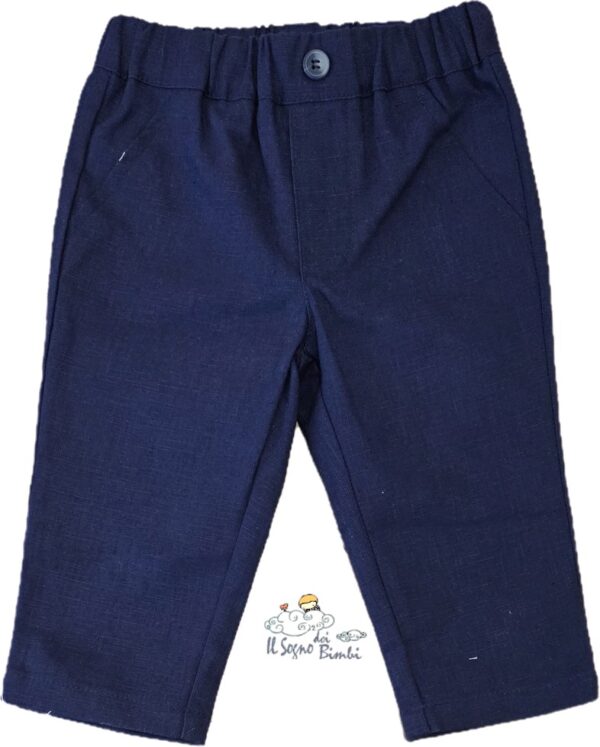 PANTALONE BLU LINO E COTONE IDO
