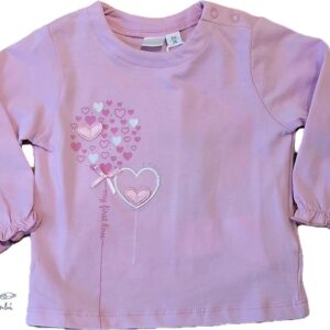 T-SHIRT ROSA MANICA LUNGA COTONE CUORI IDO