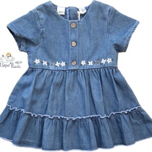 VESTITO JEANS CON RICAMO FIORELLINI IDO