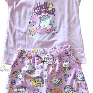 COMPLETO COTONE ROSA UNICORNO IDO