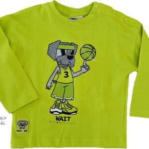 T-SHIRT COTONE MANICA LUNGA VERDE FLUO IDO