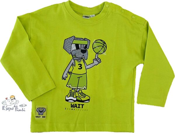 T-SHIRT COTONE MANICA LUNGA VERDE FLUO IDO