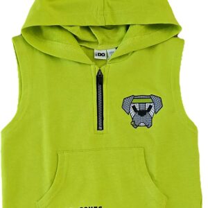T-SHIRT SMANICATA CON CAPPUCCIO COTONE GARZATO VERDE FLUO IDO