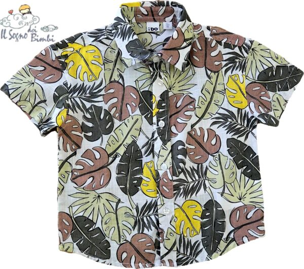 CAMICIA MANICA CORTA COTONE FOGLIE IDO