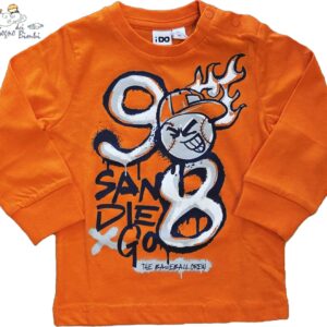 T-SHIRT MANICA LUNGA ARANCIONE CON STAMPA COTONE IDO