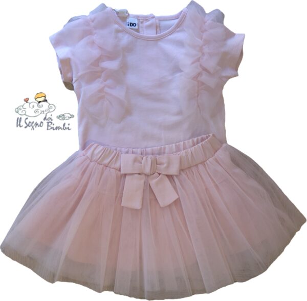 COMPLETO ROSA T-SHIRT E GONNA TULLE IDO