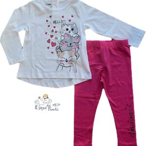 COMPLETO T-SHIRT MANICA LUNGA E LEGGINS GATTINI IDO