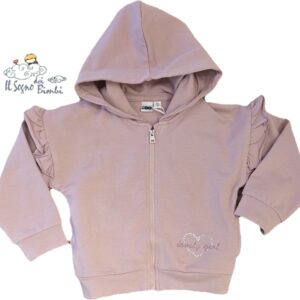 FELPA CON CAPPUCCIO E ZIP COTONE GARZATO ROSA ANTICO IDO