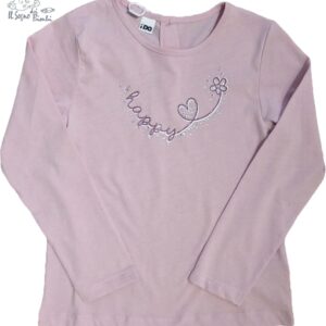 T-SHIRT MANICA LUNGA ROSA CON BRILLANTINI COTONE IDO