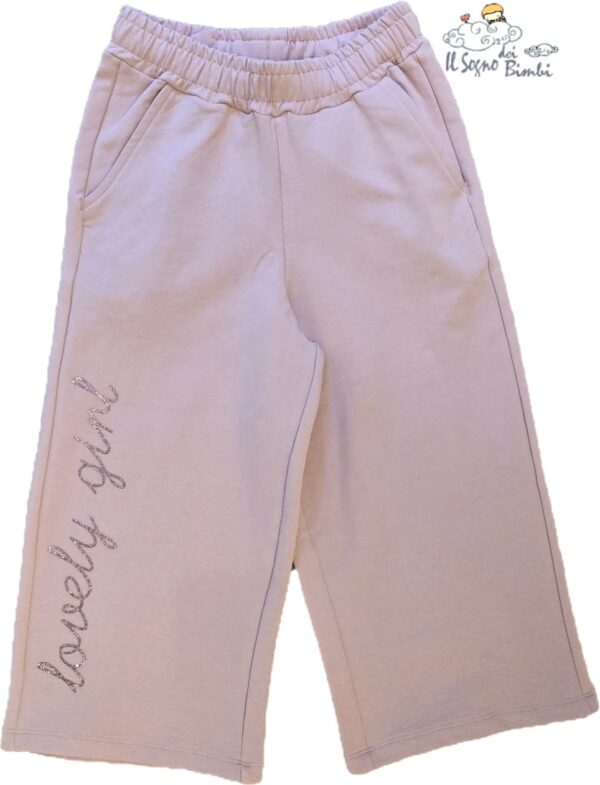 PANTALONE LARGO COTONE GARZATO ROSA ANTICO IDO