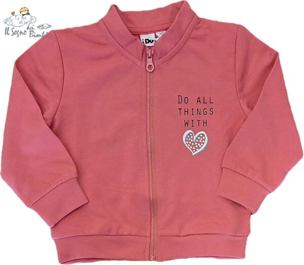 FELPA COTONE GARZATO CON ZIP ROSA IDO