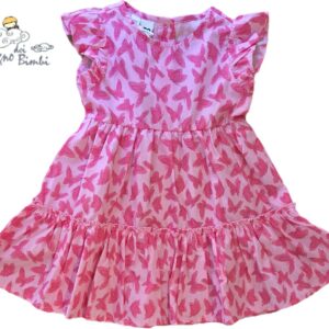 VESTITO COTONE ROSA CON FARFALLINE IDO