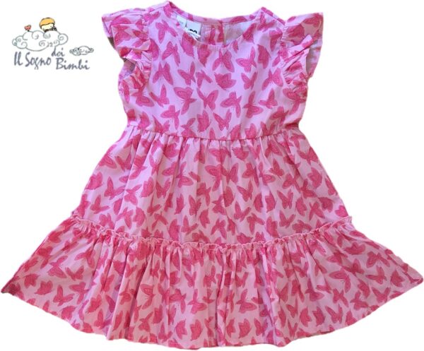 VESTITO COTONE ROSA CON FARFALLINE IDO