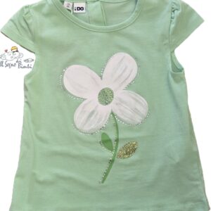 T-SHIRT MANICA CORTA COTONE VERDE STAMPA FIORE IDO