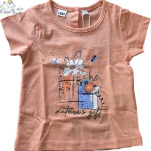 T-SHIRT MANICA CORTA COTONE PESCA FIORELLINI E FARFALLE IDO