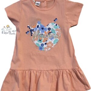 VESTITO COTONE PESCA FLOWERS IDO