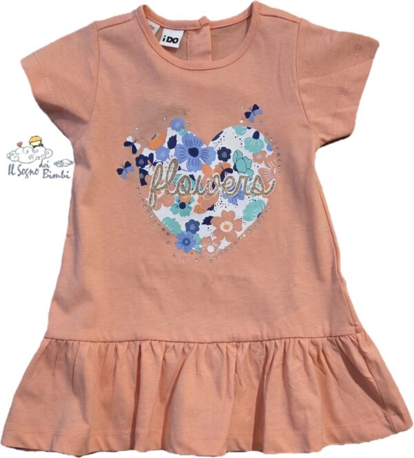VESTITO COTONE PESCA FLOWERS IDO