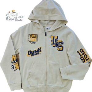 FELPA COTONE GARZATO CON ZIP E CAPPUCCIO BEIGE FANTASIA IDO