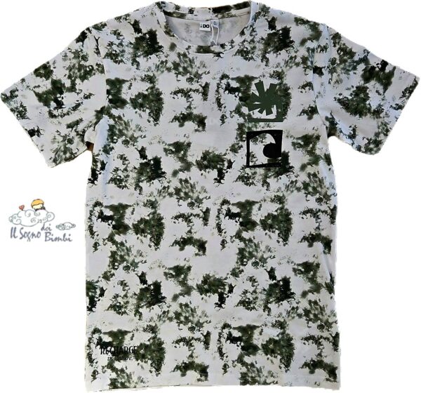 T-SHIRT MANICA CORTA COTONE BIANCA E VERDE IDO