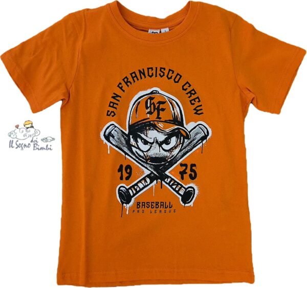 T-SHIRT COTONE MACNICA CORTE ARANCIONE FLUO SAN FRANCISCO CREW IDO
