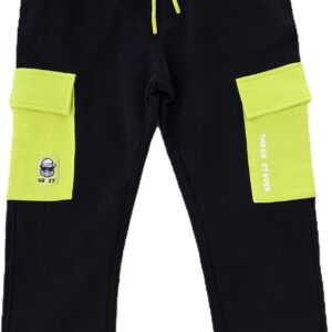 PANTOLONE NERO TUTA GARZATO TASCONI FLUO IDO
