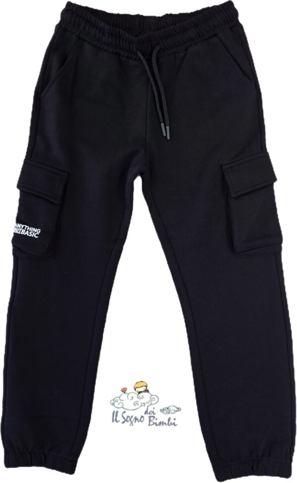 PANTALONE CARGO COTONE GARZATO NERO IDO