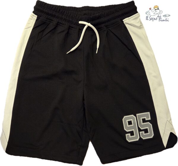 BERMUDA NERO CON BANDA BIANCA OVERSIZE FIT IDO