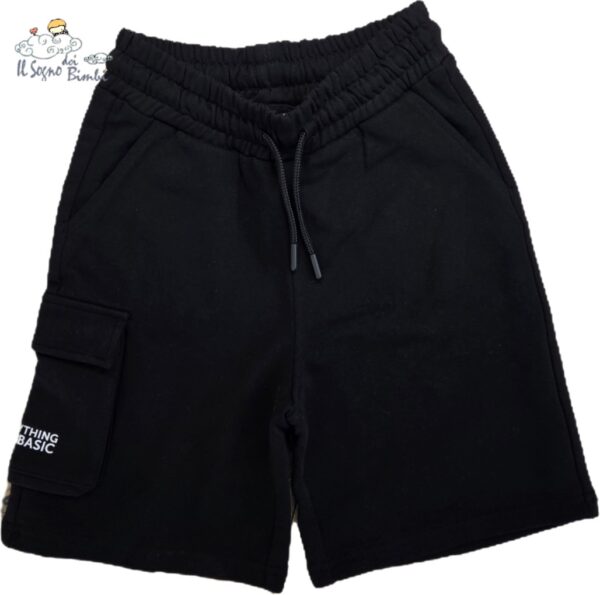 BERMUDA CARGO NERO COTONE GARZATO IDO