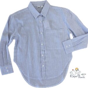 CAMICIA AZZURRA COSTNE BIANCHE  LINO E COTONE IDO