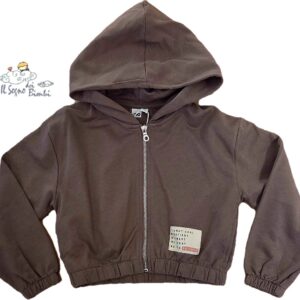 FELPA CON CAPPUCCIO E ZIP MARRONE COTONE GARZATO IDO