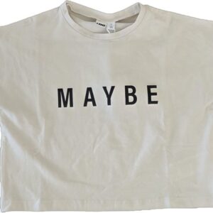 T-SHIRT COTONE BEIGE SCRITTA MAYBE IDO