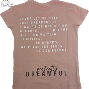 T-SHIRT MANICA CORTA ROSA COTONE CON SCRITTE DIETRO IDO