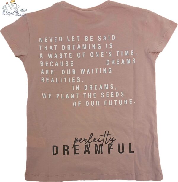 T-SHIRT MANICA CORTA ROSA COTONE CON SCRITTE DIETRO IDO