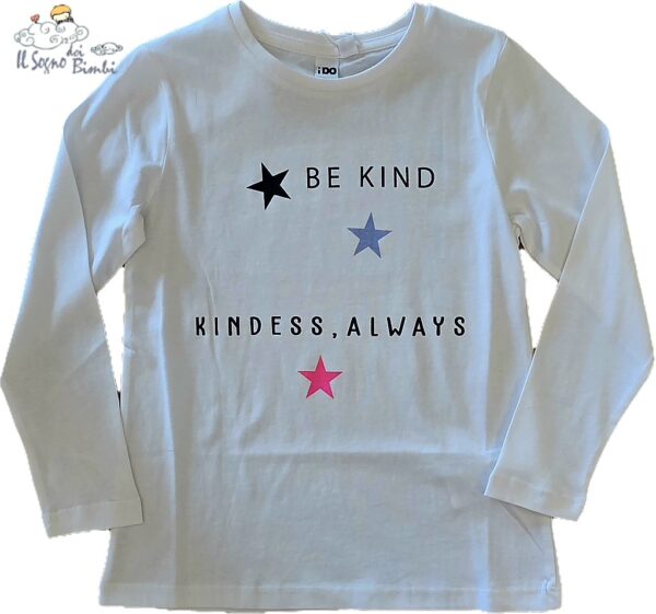 T-SHIRT COTONE MANICA LUNGA BIANCA STELLE IDO