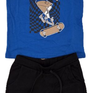 COMPETO COTONE CANOTTA ROYAL E BERMUDA NERO FANTASIA SKATE IDO