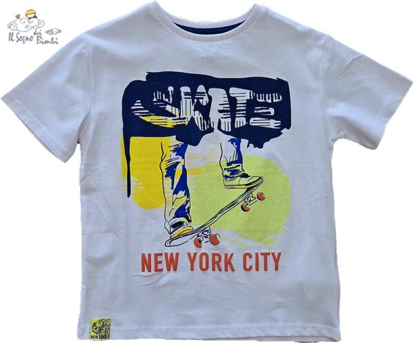 T-SHIRT BIANCA STAMPA SKATE NATH KIDS