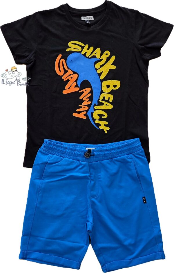 COMPLETO T-SHIRT E BERMUDA COTONE STAMPA SHARK NATH KIDS