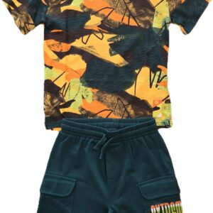 COMPLETO T-SHIRT E BERMUDA COLORATO VERDE/GIALLO/ARANCIONE NATH KIDS