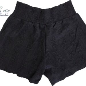 SHORT NERO CON RICAMI FIORI NATHKIDS