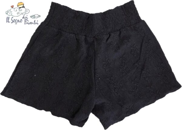 SHORT NERO CON RICAMI FIORI NATHKIDS