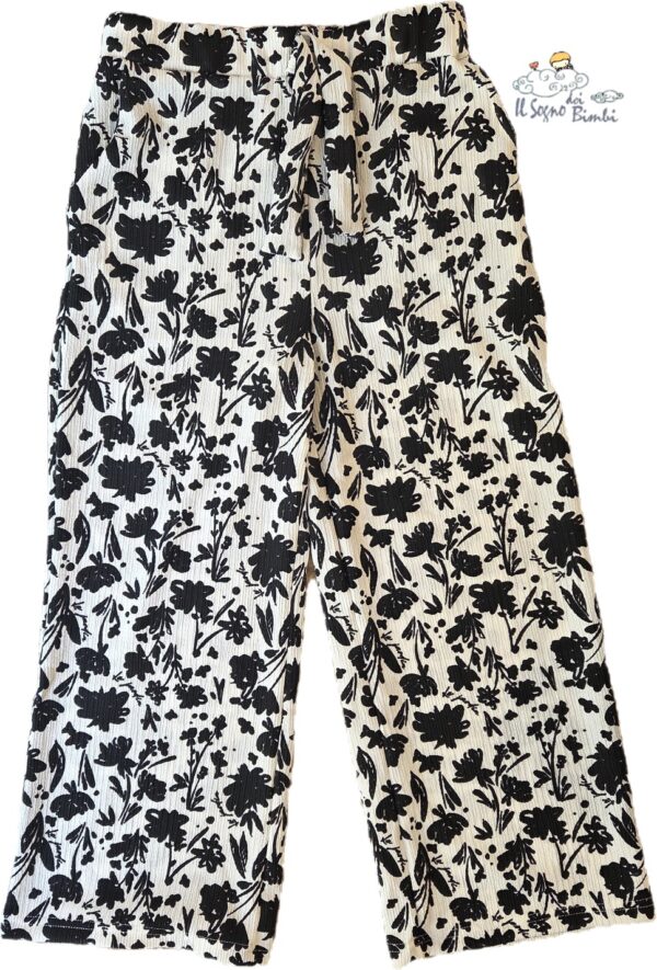 PANTALONE BIANCO CON FIORI NERI NATH KIDS