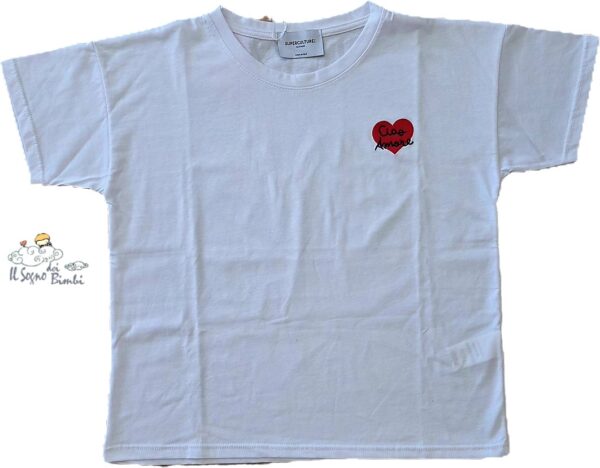 T-SHIRT COTONE BIANCA RICAMO CIAO AMORE SUPER CULTURE