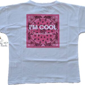 T-SHIRT COTONE RICAMO DAVANTI E STAMPA DIETRO I'M COOL SUPER CULTURE