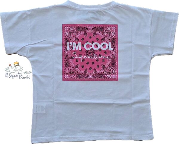 T-SHIRT COTONE RICAMO DAVANTI E STAMPA DIETRO I'M COOL SUPER CULTURE