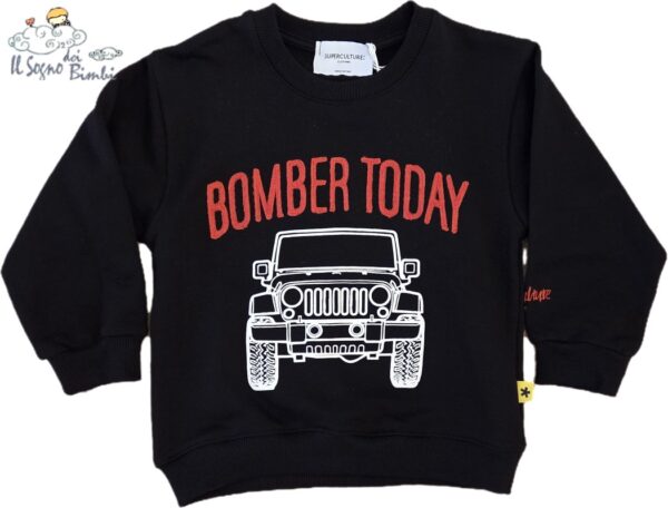 FELPA COTONE GARZATO NERA BOMBER TODAY SUPERCULTURE