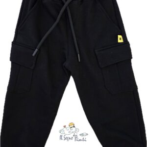 PANTALONE TUTA CARGO COTONE GARZATO NERO SUPERCULTURE